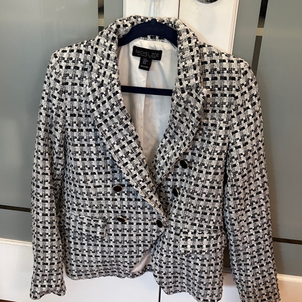 Rachel Zoe Black and White Tweed Blazer